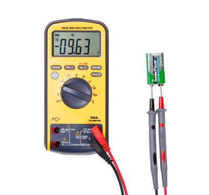 Мультиметр цифровой VA-MM40R с поверкой - измерение напряжения батарейки